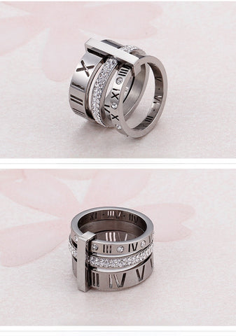 Stainless Steel Roman Numerals Rings