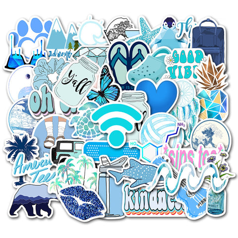 Sticker Set of 50 - Blue Good Vibes