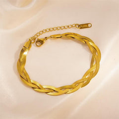 Stainless Steel Braided Gold Bracelet