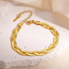 Stainless Steel Braided Gold Bracelet