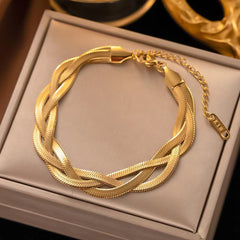 Stainless Steel Braided Gold Bracelet